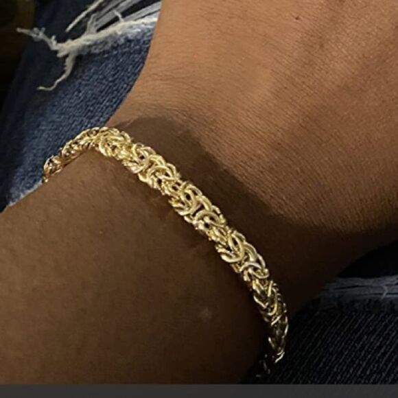 Handmade Gold over 925 Byzantine Bolo Bracelet - Picture 1 of 6